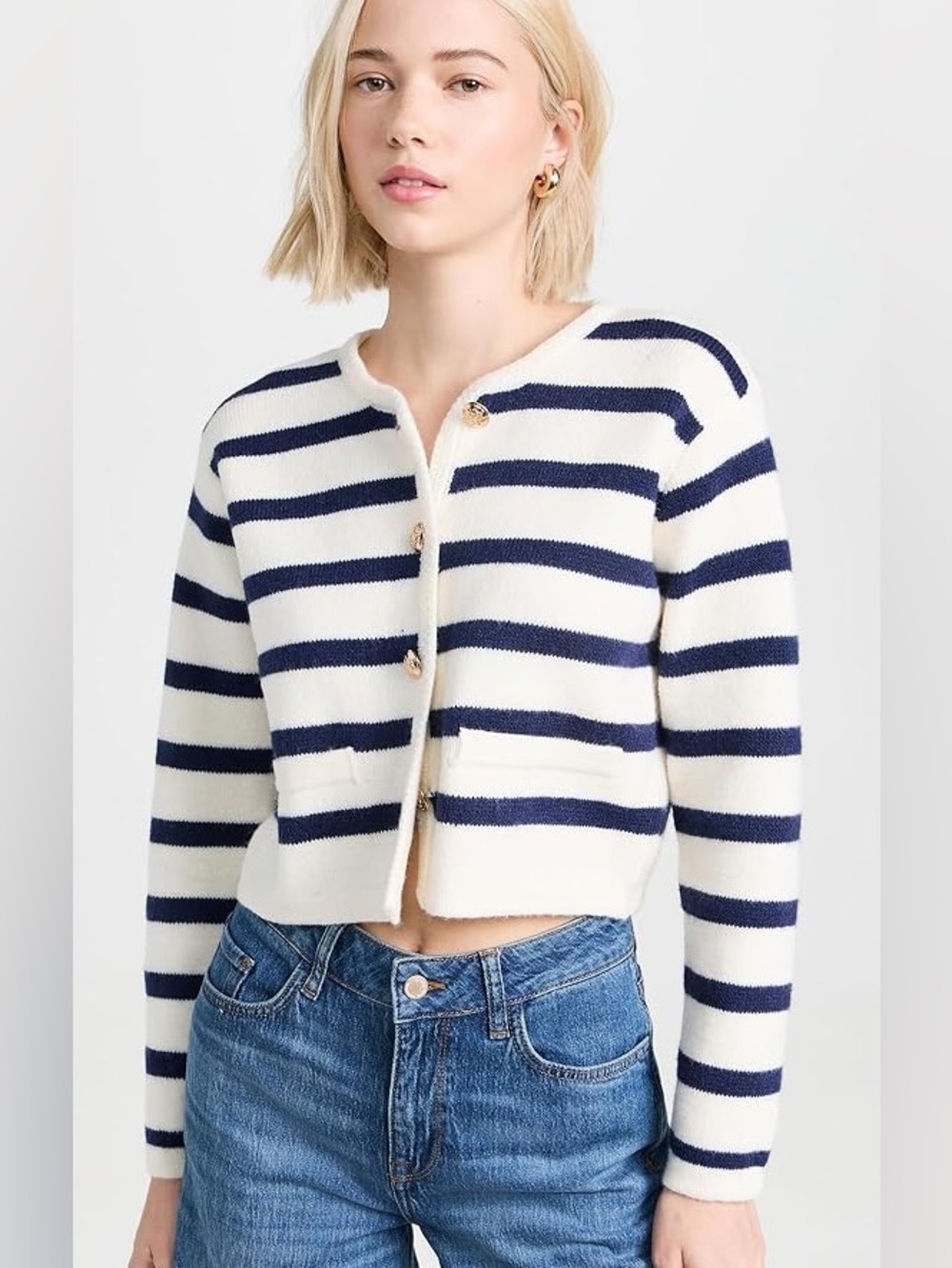 Line & Dot Benni Cardigan in Cream and Navy
